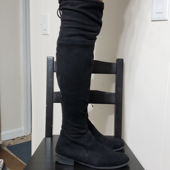 target black thigh high boots